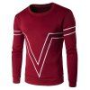 Ras du cou V imprimé géométrique long Sleeve Sweatshirt - Rouge M