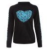 Motif Coeur géométrique Lettre Sweatshirt - Noir S