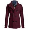 Pied de col Manteau double boutonnage Zipper design Woolen Blends - Rouge vineux M