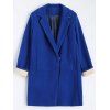 Manteau Revers En Laine Mélangée Grande Taille - Bleu 3XL