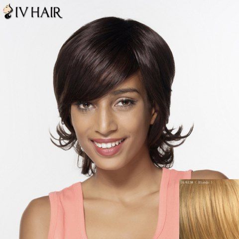 2019 Siv Side Bang Tail Upwards Short Layered Human Hair Wig In