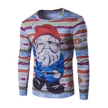 

Long Sleeve 3D Father Christmas Cartoon Print T-Shirt, Colormix