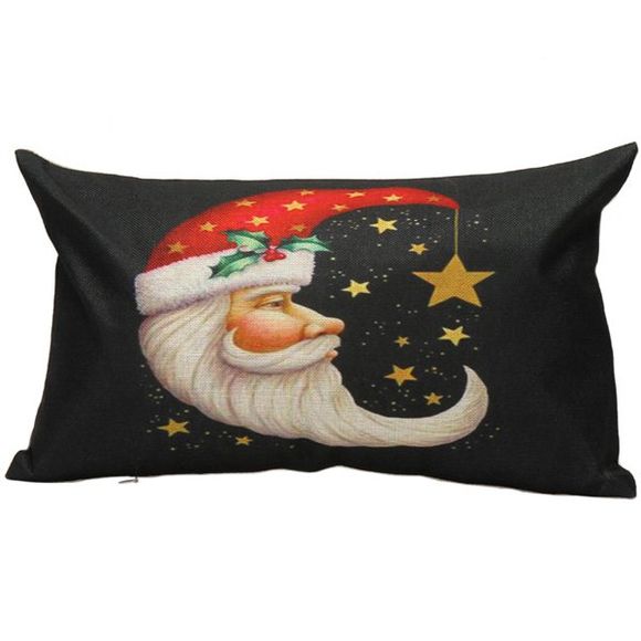 Noël Père Lune Imprimé Linge 30x50cm Coussin - Noir 