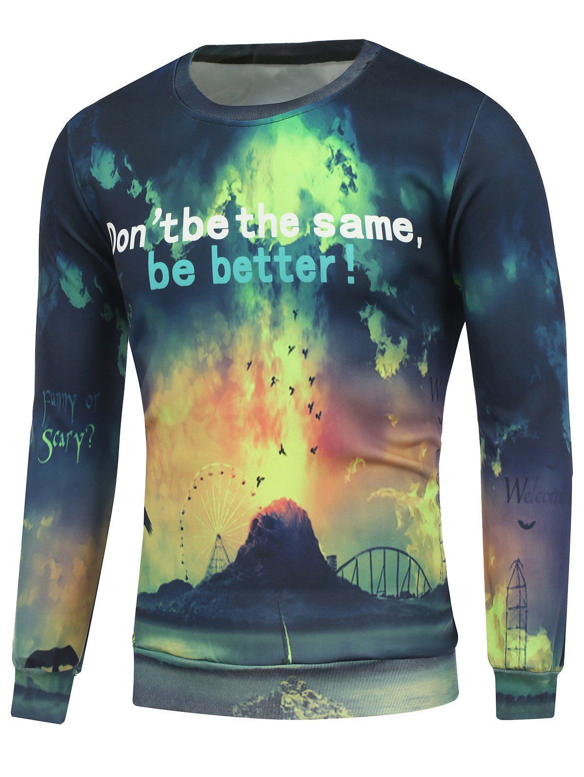 

Crew Neck 3D Sky Print Sweatshirt, Colormix