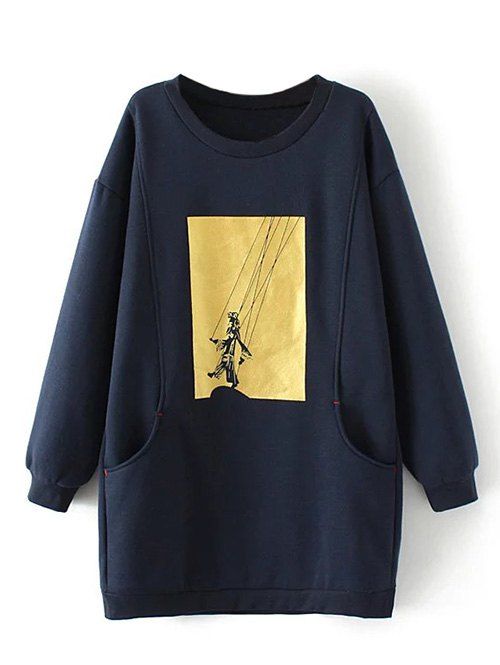 

Plus Size Shadow Play Print Sweatshirt Dress, Purplish blue