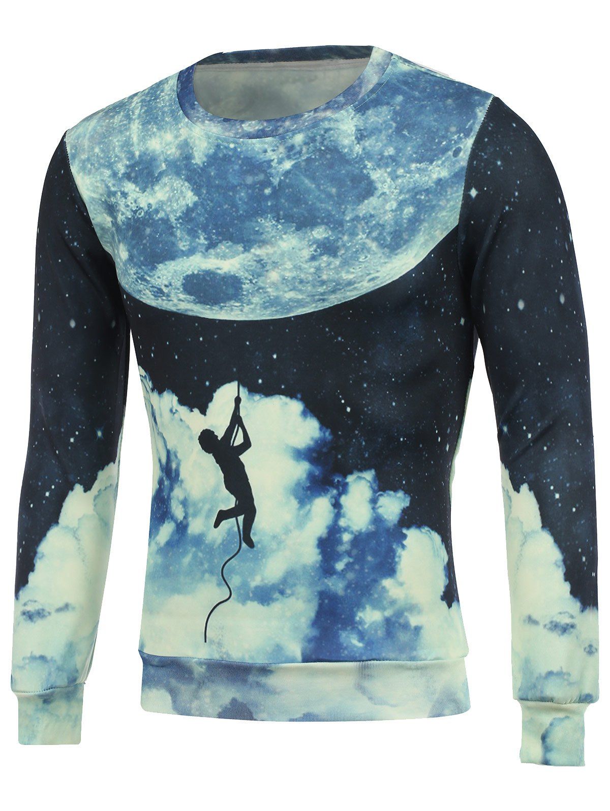 

Crew Neck 3D Earth Man Print Sweatshirt, Colormix