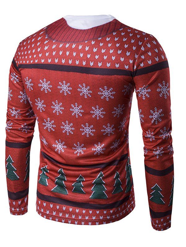 2018 3D Christmas Graphic Print Long Sleeve T-shirt RED XL In Long ...