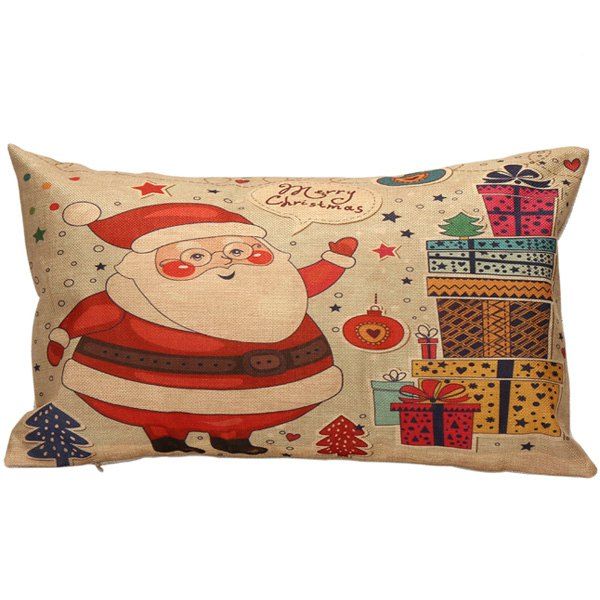 

Christmas Santa Gift Print Home Decor Rectangle Pillow Cover, Colormix