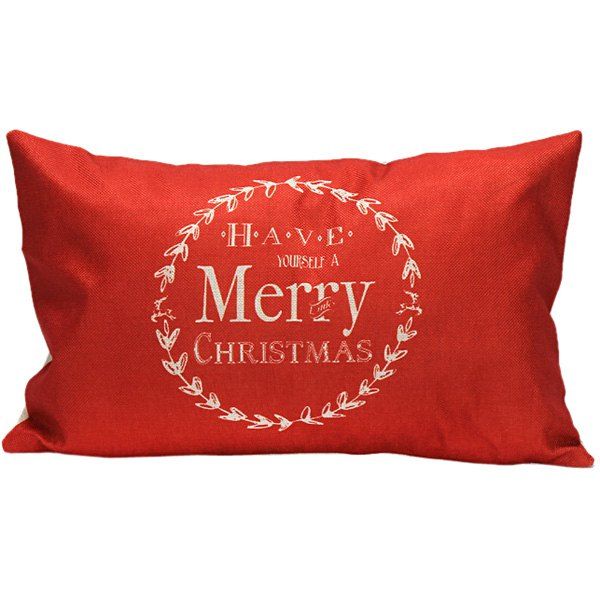 

Merry Christmas Linen Sofa Cushion Pillow Case, Red