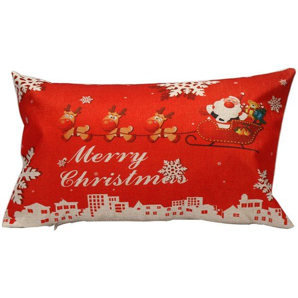 

30x50CM Merry Christmas Linen Cushion Sleeping Pillow Cover, Red