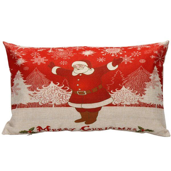 

Christmas Home Decor Xmas Santa Rectangle Pillow Cover, Red