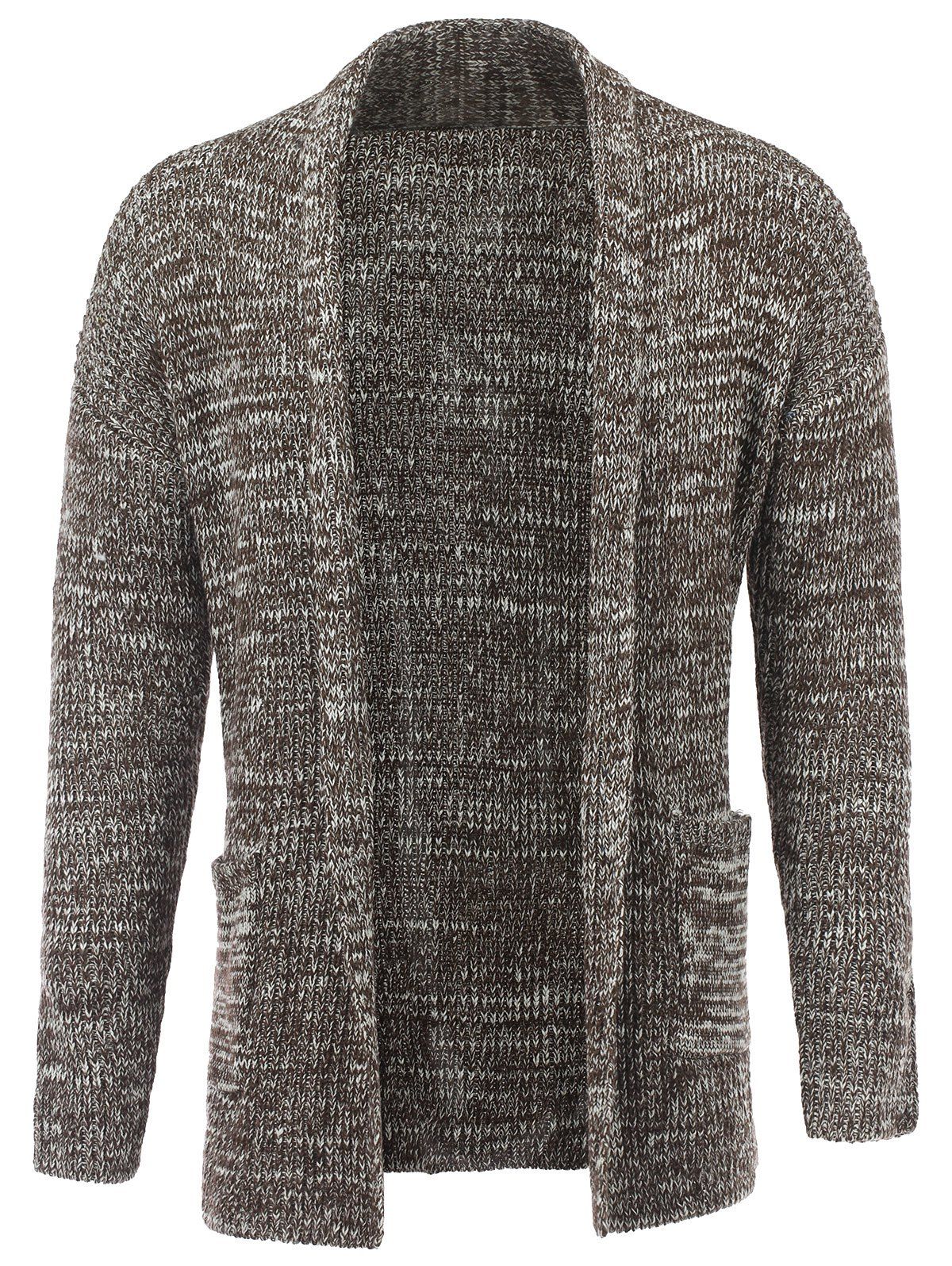 

Drop Shoulder Long Sleeve Heathered Cardigan, Khaki