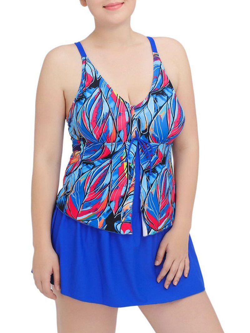 [41% OFF] 2021 Cami Layered Printed One-Piece Swimwear In BLUE | DressLily