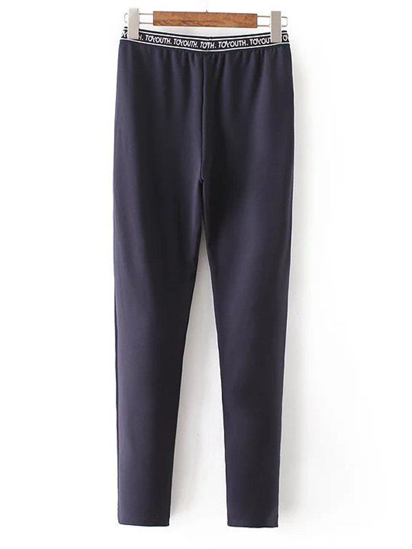 

Plus Size Letter Stretchy Leggings, Purplish blue