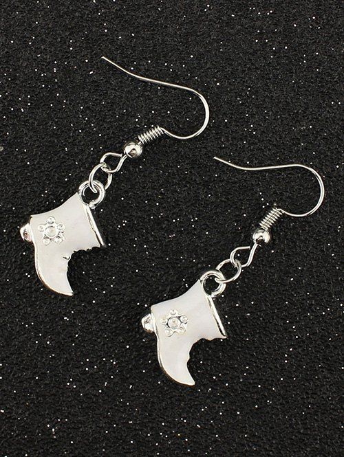 

Rhinestone Christmas Moon Boots Earrings, Silver