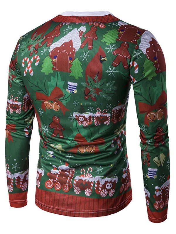 2018 Long Sleeve 3D Christmas Tie Costume Faux Twinset Print T-Shirt ...
