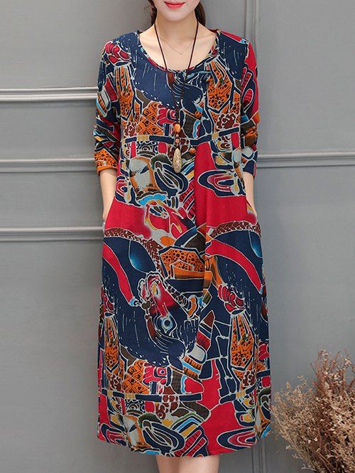 

Abstract Print Midi Dress, Multicolor