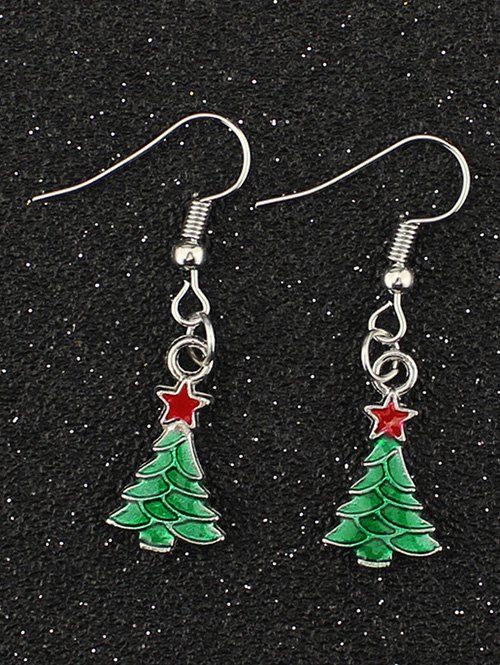 Boucles d'oreilles en arbres étoilés de Noël - Argent 