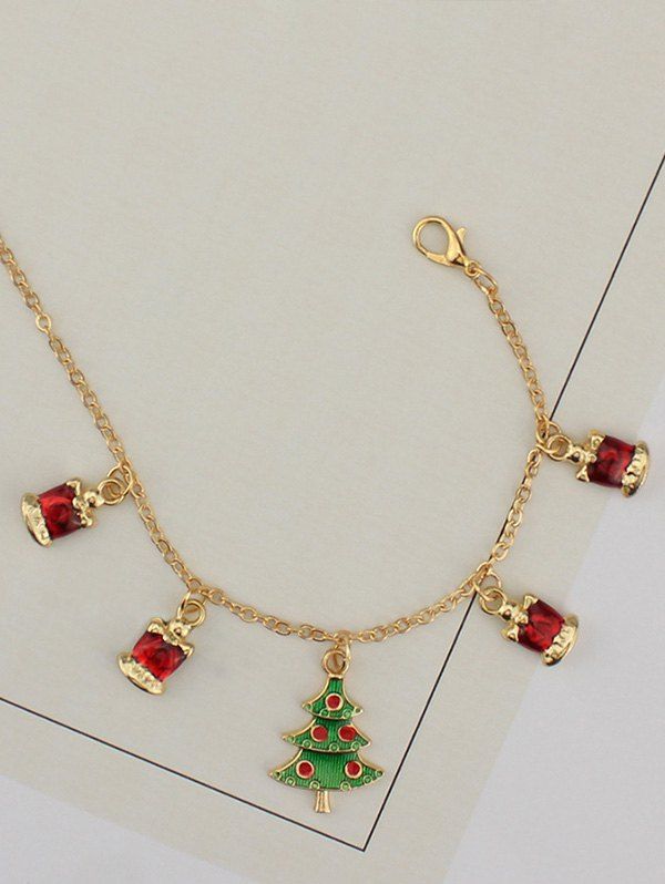 2018 Rhinestone Christmas Tree Charm Bracelet GOLDEN In Bracelets