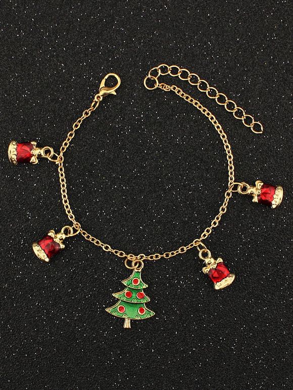 Bracelet Charmant à Cadeaux et Arbre de Noël en Strass - d'or 