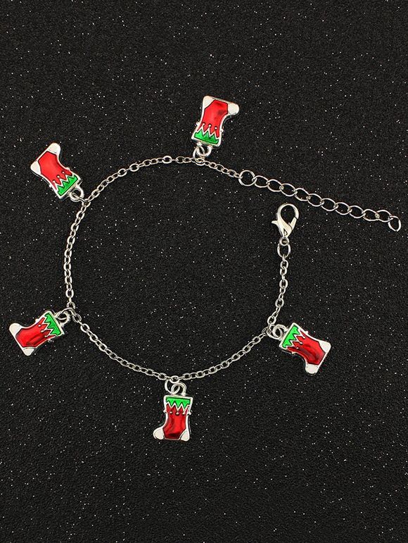 Bracelet à breloques de bottes de Noël - Argent 