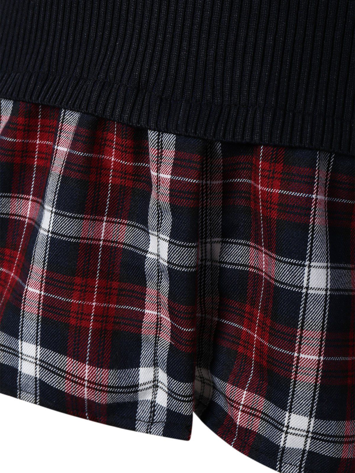 2018 Plus Size Skinny Ribbed Sweater With Plaid Inset BLACK XL In Plus ...