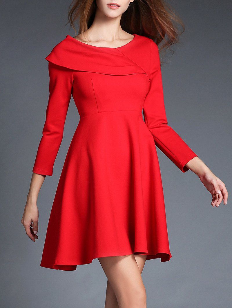 boat neck fit and flare dress