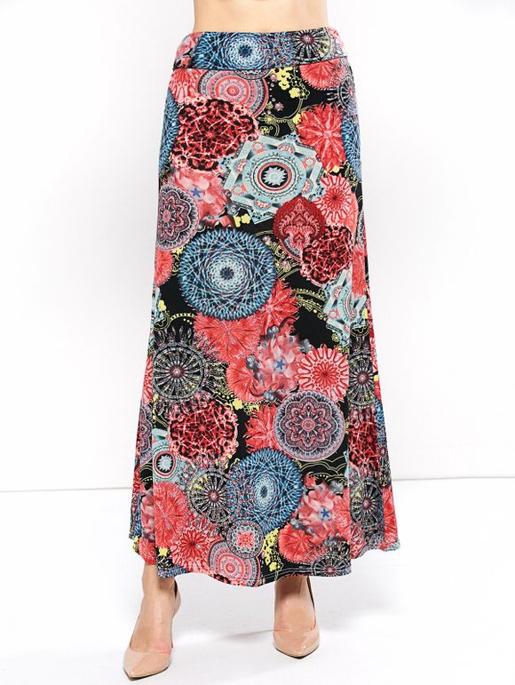 Jupe mi-taille imprimée de motifs de fleurs - multicolore XL