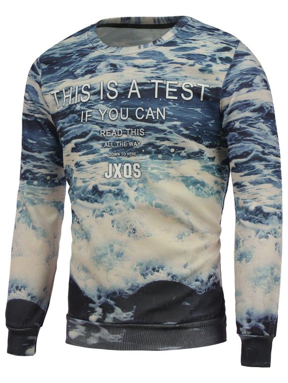 Sweat-shirt imprimé d'eau de mer en 3D à manches longues - Bleu S