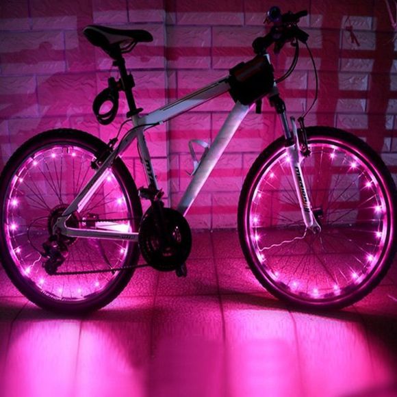 20 LED lampe de roue pour nuit au centre du pneu du vélo - Rose 