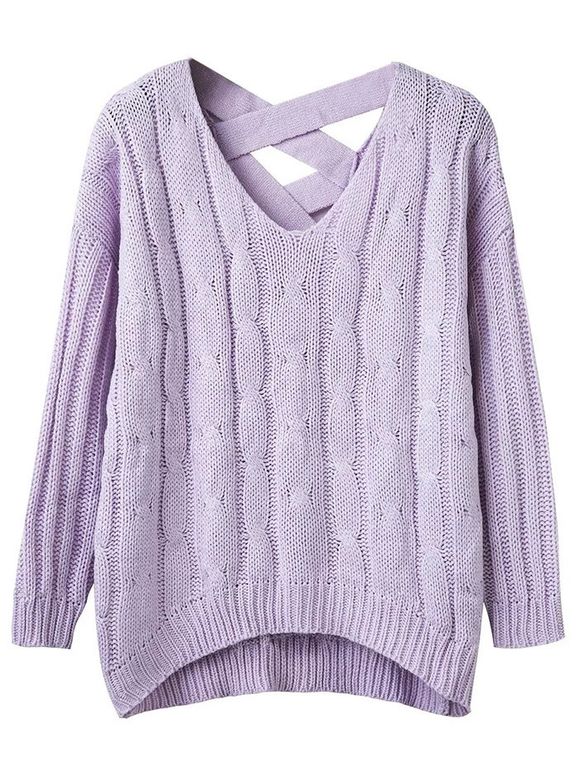 Sweat tricoté avec cordon confortable à la taille - Violet clair ONE SIZE