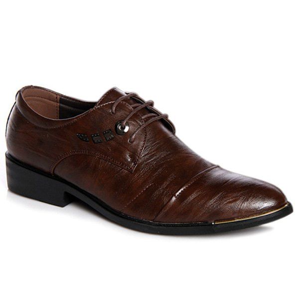 

Lace Up Metal PU Leather Formal Shoes, Deep brown