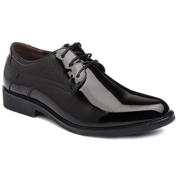 Chaussures formelles en cuir verni gravé à lacets - Noir 44