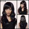 Faddish longue Bang Side Wavy Siv Cheveux perruque de cheveux - JET NOIR 01 