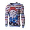 T-Shirt à Manches Longues Imprimé Père Noël en Dessin Animé 3D - multicolore L