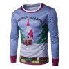 Long Sleeve 3D Père Noël et T-shirt de toit Imprimer - multicolore L