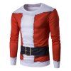 T-Shirt à Manches Longues Imprimé Costume Père Noël 3D - Rouge XL