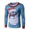 T-Shirt à Manches Longues Imprimé Père Noël 3D - Bleu XL