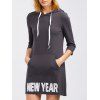 New Year Dress Hoodie Drawstring Avec Pocket - gris foncé XL