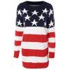 Flag Patterned Crew Neck Sweater Tunique - Rouge et blanc et bleu XL