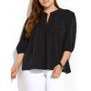 Plus Size Plissé Chemisier - Noir XL