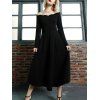 Robe manches Vintage Scallopped longue - Noir S
