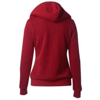 

Hooded Skew Zipper Hoodie, Wine red