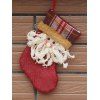 Chaussette suspendue à cadeaux de Noël imprimé Père Noël pour décoration - Rouge 