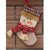 Décor de Noël à chaussette suspendue à cadeaux imprimé bonhomme de neige - Blanc 