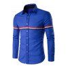 Chemise boutonnée à rayures avec manches longues - Bleu 2XL