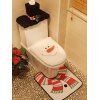 Ensemble housse de coussin de siège de toilette mprimé bonhomme de neige pour décoration de Noël en 3PCS - Blanc 
