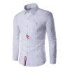 Chemise rayée boutonnée avec plis à dos et poche à poitrine - Blanc L