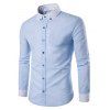 Chemise plissée en arrière boutonnée à col contrasté - Bleu L