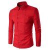 Chemise plaine avec plis asymétriques en arrière - Rouge L